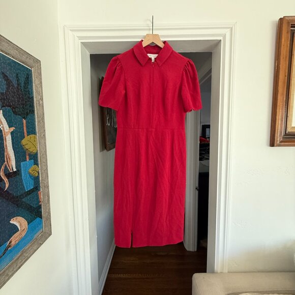 NWT - Dress the Population - Gloria Front Zip Sheath Dress Garnet Red - Large - Picture 5 of 7